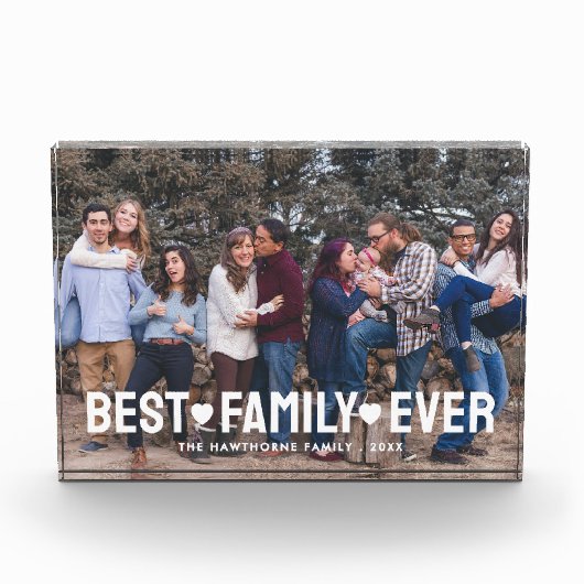 Familie Moderne Eenvoudige Harten Liefde Beste Fam Fotoblokken (Voorkant)