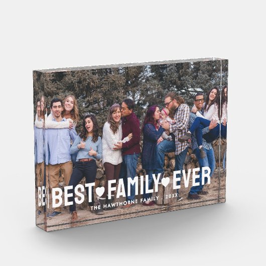 Familie Moderne Eenvoudige Harten Liefde Beste Fam Fotoblokken (Links)