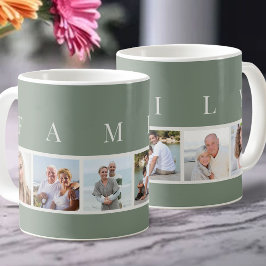 FAMILIE Moderne Typografie en Custom 6 Foto Groen Koffiemok