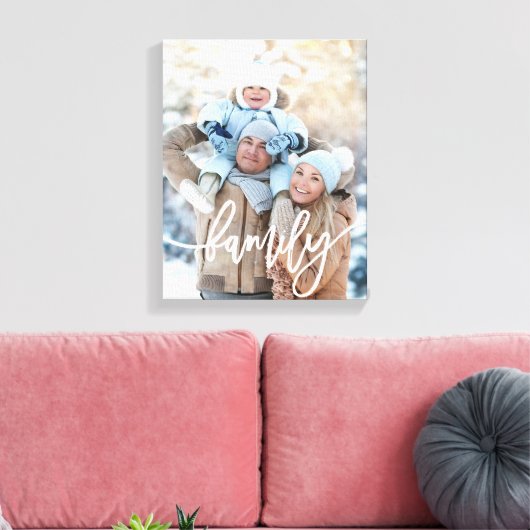 Familie | Moderne witte typografie met uw foto Canvas Afdruk (Insitu (Woonkamer))