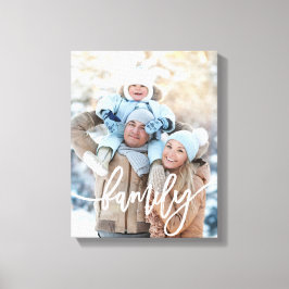 Familie | Moderne witte typografie met uw foto Canvas Afdruk