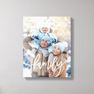 Familie   Moderne witte typografie met uw foto Canvas Afdruk