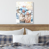 Familie | Moderne witte typografie met uw foto Canvas Afdruk (Insitu (Slaapkamer))
