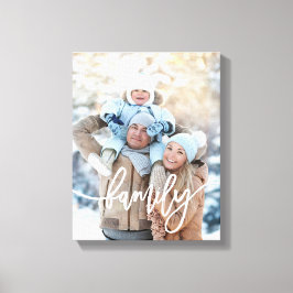 Familie | Moderne witte typografie met uw foto Canvas Afdruk