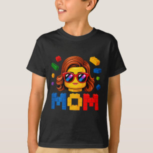 Familie moeder hoofd bouwer bouwt stenen blokken t-shirt
