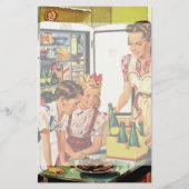  familie, moeder met Kinder, snacks in de keuken Briefpapier (Voorkant)