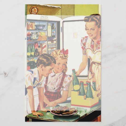  familie, moeder met Kinder, snacks in de keuken Briefpapier (Voorkant)