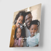 Familie Moeder Vader Zoon Dochter Foto Custom Vierkante Klok (Hoek)