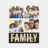 Familie Monogram 4 Fotocollage Fleece Deken (Voorkant)