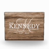 Familie Monogram Achternaam Typografie Rustiek Hou Fotoblokken (Voorkant)
