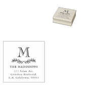 Familie Monogram Bladornament Retouradres Rubberstempel (Gestempeld)