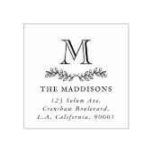 Familie Monogram Bladornament Retouradres Rubberstempel (Afrduk)