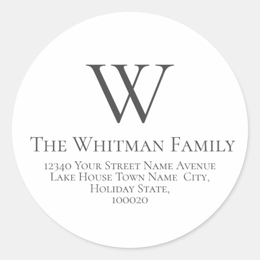 Familie Monogram Eenvoudig Terugkeeradres Ronde Sticker (Voorkant)