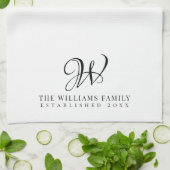 Familie Monogram Elegant Script Keuken Theedoek (Gevouwen)