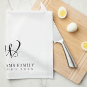 Familie Monogram Elegant Script Keuken Theedoek (Quarter Fold)