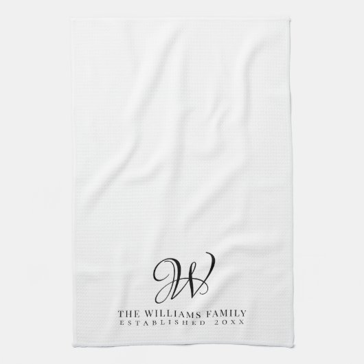 Familie Monogram Elegant Script Keuken Theedoek (Verticaal)