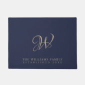 Familie Monogram Elegant Script Marine Deurmat (Voorkant)