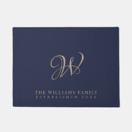 Familie Monogram Elegant Script Marine Deurmat