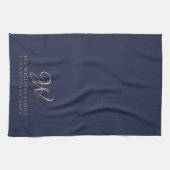 Familie Monogram Elegant Script Marine Keuken Theedoek (Horizontaal)