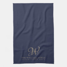 Familie Monogram Elegant Script Marine Keuken