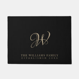 Familie Monogram Elegant Script Zwart Deurmat