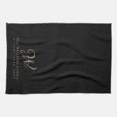 Familie Monogram Elegant Script Zwart Keuken Theedoek (Horizontaal)