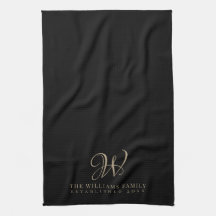 Familie Monogram Elegant Script Zwart Keuken