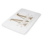 Familie Monogram Elegant Wit en Goud Classy Badmat (Gekanteld)