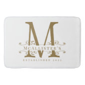 Familie Monogram Elegant Wit en Goud Classy Badmat (Voorkant)