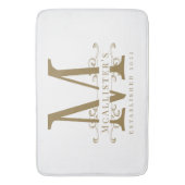 Familie Monogram Elegant Wit en Goud Classy Badmat (Voorkant Verticaal)