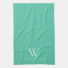 Familie Monogram Elegante Aqua Keuken Theedoek
