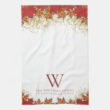 Familie Monogram Elegante Herfstbladeren Keuken