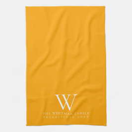 Familie Monogram Elegante Saffraan Gele Keuken Theedoek