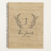 Familie monogram embleem rustiek gepersonaliseerd  planner (Voorkant)