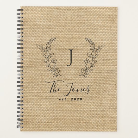 Familie monogram embleem rustiek gepersonaliseerd  planner (Voorkant)