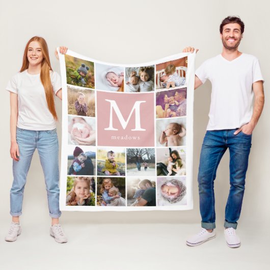 Familie Monogram Foto Fleece Deken (In situ)