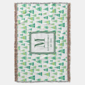 Familie Monogram Initiaal Kerstboom Patroon Deken (Voorkant Verticaal)