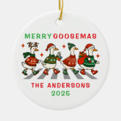 Familie Monogram Kerst Gans Keramisch Ornament (Voorkant)