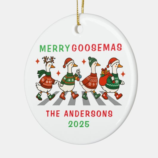 Familie Monogram Kerst Gans Keramisch Ornament (Links)