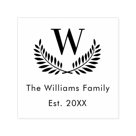 Familie monogram klassieke laurelhars  zelfinktende stempel (Design)