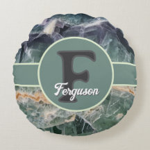 Familie Monogram met Edelsteen Groen Paars Initiaa