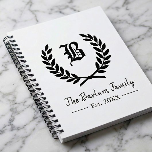 Familie Monogram met Lauwerkrans Notitieboek
