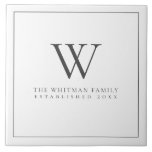 Familie Monogram Modern Elegant Houtskool Wit Tegeltje<br><div class="desc">Familie Monogram Moderne Elegante Houtskool Witte Keramische Titel. Ontworpen door Life on Memory Lane, getoond in houtskool met tekst met een dingetplank. Personaliseer met uw eigen tekst (alle kleuren en lettertypen kunnen ook door u worden aangepast met behulp van de hulpmiddelen die worden geleverd in de personalisatie- en aanpassingsmenu's van...</div>