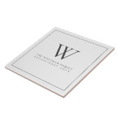 Familie Monogram Modern Elegant Houtskool Wit Tegeltje (Zijkant)