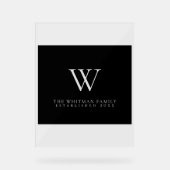 Familie Monogram Modern Elegant Zwart Grijs Acryl Bord (Voorkant)