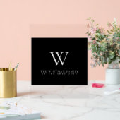 Familie Monogram Modern Elegant Zwart Grijs Acryl Bord (Huwelijk)