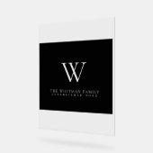 Familie Monogram Modern Elegant Zwart Grijs Acryl Bord (Hoek)