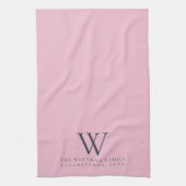 Familie Monogram Moderne Roze Leisteen Grijze Keuk Theedoek (Verticaal)