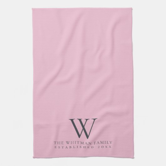Familie Monogram Moderne Roze Leisteen Grijze Keuk Theedoek (Verticaal)