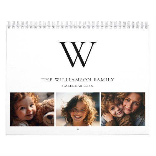 Familie Monogram Naam Foto Kalender (Hoes)